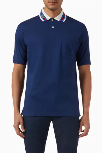 Square GG Polo Shirt in Stretch Cotton-piqué