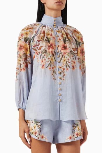Lexi Floral-print Blouse in Ramie