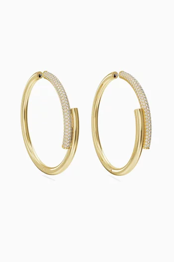 Dextera Crystal Hoop Earrings in Gold-tone Metal