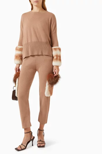 Fox & Rabbit Fur Flap Pockets Sweatpants in Merino Wool