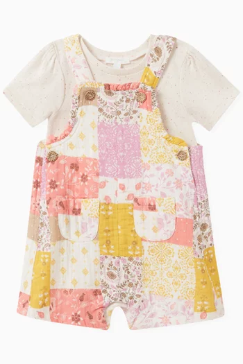 2-piece Patchwork Overall Set in Organic Cotton
