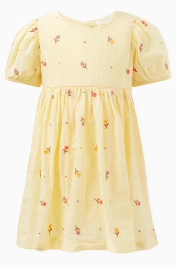 Floral-embroidered Dress in Organic Cotton