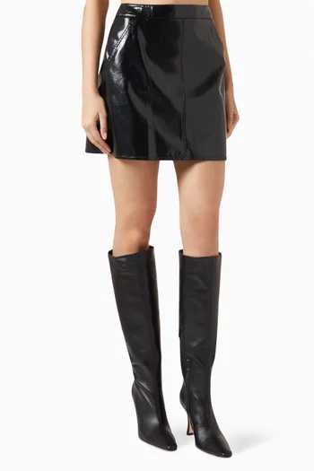 A-line Mini Skirt in Patent Faux Leather
