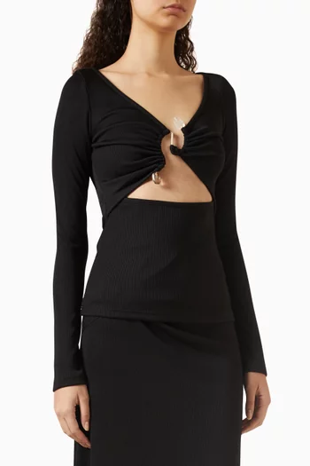Callisto Embellished Ribbed-knit Top in Polyetser