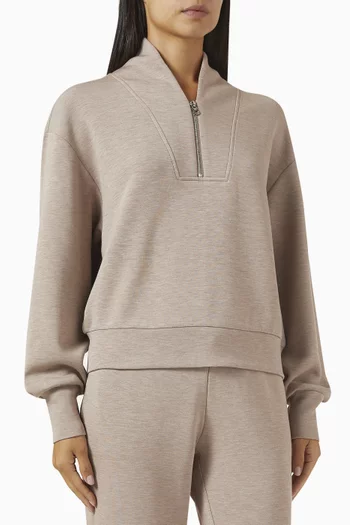 سويت شيرت ديفيدسون بسحّاب قصير قماش دابل سوفت