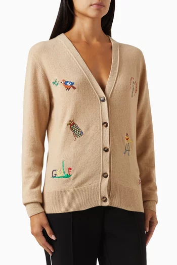 Sport Golfers Embroidered Cardigan in Cashmere