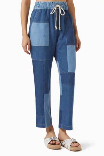 Easy Patchwork Sweatpants in Recycled-denim