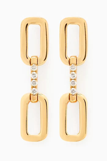 Diamond Link Drop Earrings in 18kt Yellow Gold