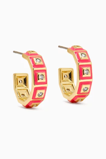 Mini Pyramid Stud Hoop Earrings in Gold-plated Brass