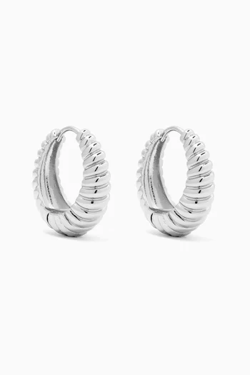 The Ridged Marbella Hoops in Rhodium-plated Brass