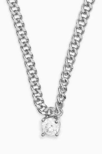 Bardot Stud Charm Necklace in Silver-plated Brass