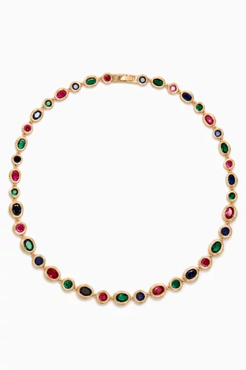 Royale Stone Tennis Necklace in Gold-plated Brass