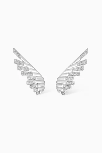 Mini Wings Rising Stud Earrings in 18kt White Gold
