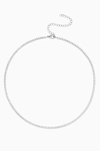 Tennis Necklace in Rhodium-plated Brass