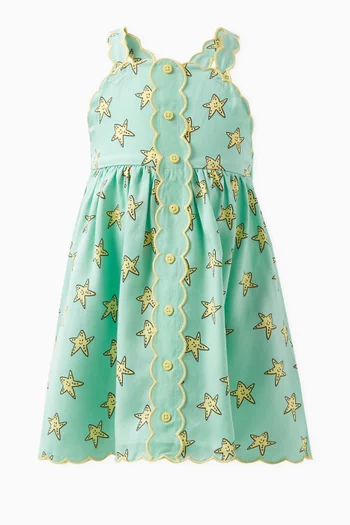 Starfish Scalloped Dress in Cotton Blend