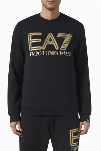 EA7 Neon Macro Train Logo Series Sweatshirt in Cotton