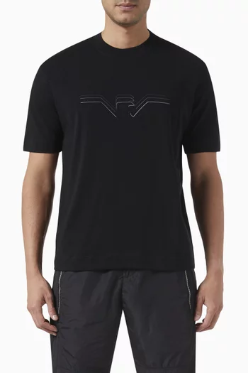 Line-effect Eagle Logo T-shirt in Cotton-jersey