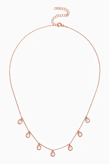 Seven-drop Necklace in Rose Gold-plated Sterling Silver