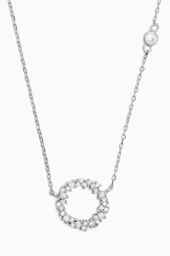Circle Crystal Necklace in Sterling Silver