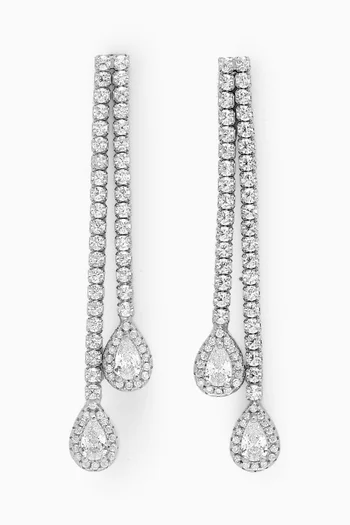 Double Pendant Drop Earrings in Sterling Silver