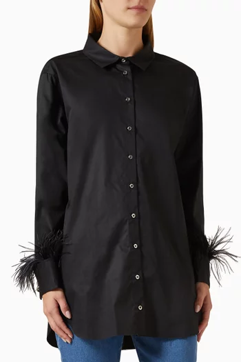 Feather-cuff Oversized Shirt