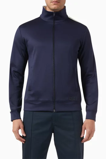 Valentino Garavani Zip Up Logo Sweatshirt in Cotton-blend