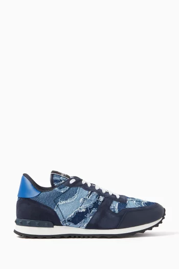 Valentino Garavani Rockrunner Sneakers in Nappa Leather, Fabric, and Suede