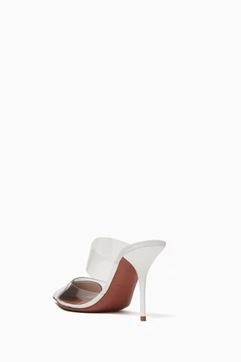 حذاء مفتوح من الخلف بتصميم قلب وكعب 90 مم جلد لامع