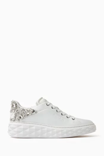 Diamond Maxi Embellished Sneakers in Leather