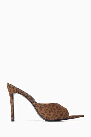 Bella 100 Mule Sandals in Leopard-print Nubuck