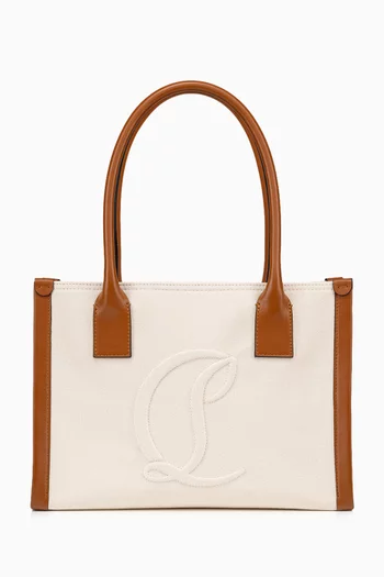 Small By My Side Tote Bag in Canvas & Calf Leather