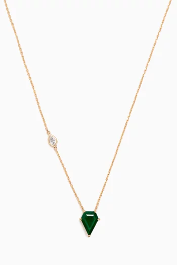Emerald Shield-Cut Rock Necklace in 18kt Gold