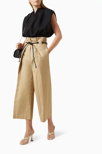 Origami Wide-Leg Pants in Cotton