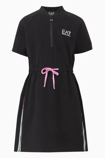 EA7 Logo Train Tape Dress in Cotton-jersey