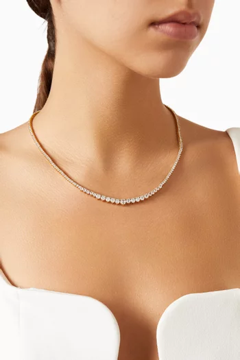 Tiara Crystal Tennis Necklace in 18kt Gold-plated Brass