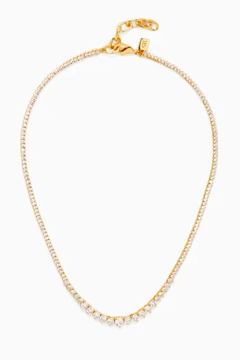 Tiara Crystal Tennis Necklace in 18kt Gold-plated Brass
