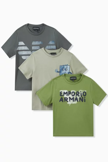 Logo-print T-shirt in Cotton-jersey, Set of 3