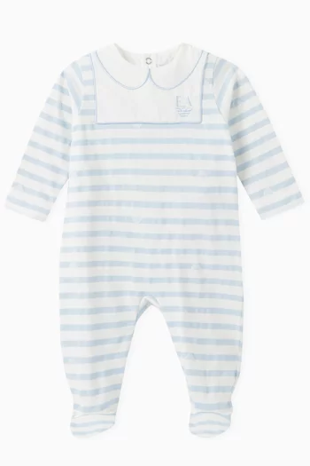 Striped Logo Jumpsuit in Cotton