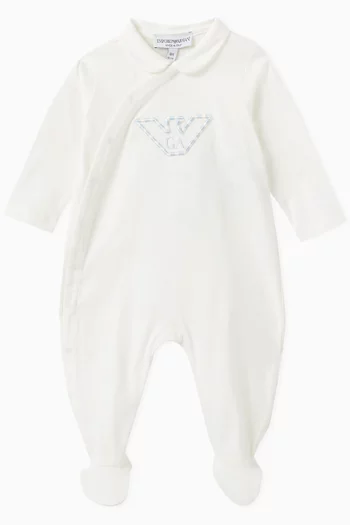 Embroidered Logo Jumpsuit in Cotton
