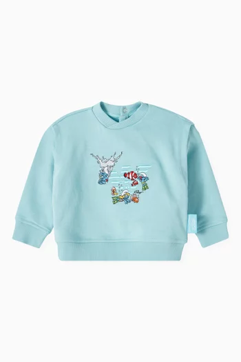 x The Smurfs Logo Sweatshirt in Organic-cotton
