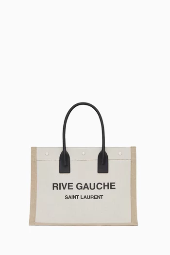 حقيبة يد صغيرة بشعار Rive Gauche كتان وجلد