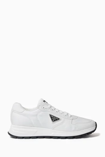 Re-Nylon Logo Sneakers in Leather