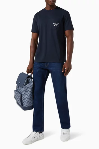 تي شيرت بشعار الماركة على الجيب قطن عضوي