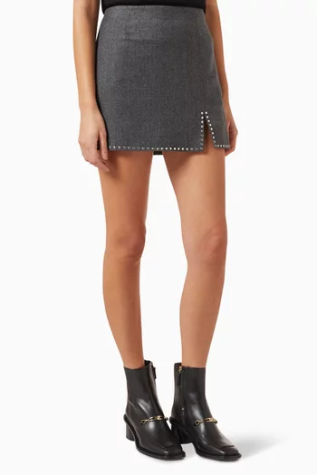 Studded Mini Skirt in Wool