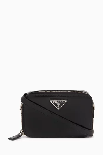 Triangle Logo Crossbody Pouch Bag in Leather