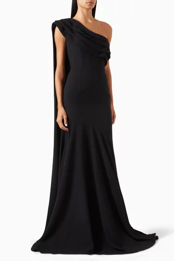 One-shoulder Gown in Crepe