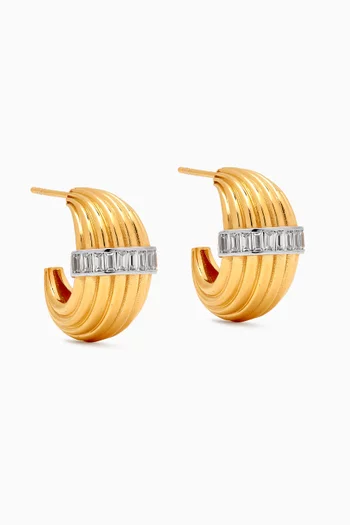 CZ Hoop Earrings in 24kt Gold-plated Sterling Silver