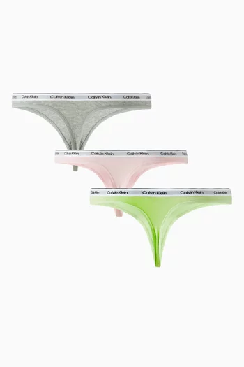 Modern Logo Thong in Cotton, Set of 3