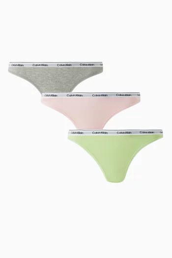 Modern Logo Thong in Cotton, Set of 3