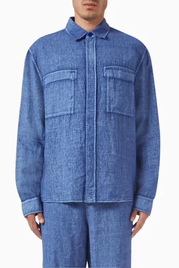 Long-sleeve Pocket Shirt in Linen